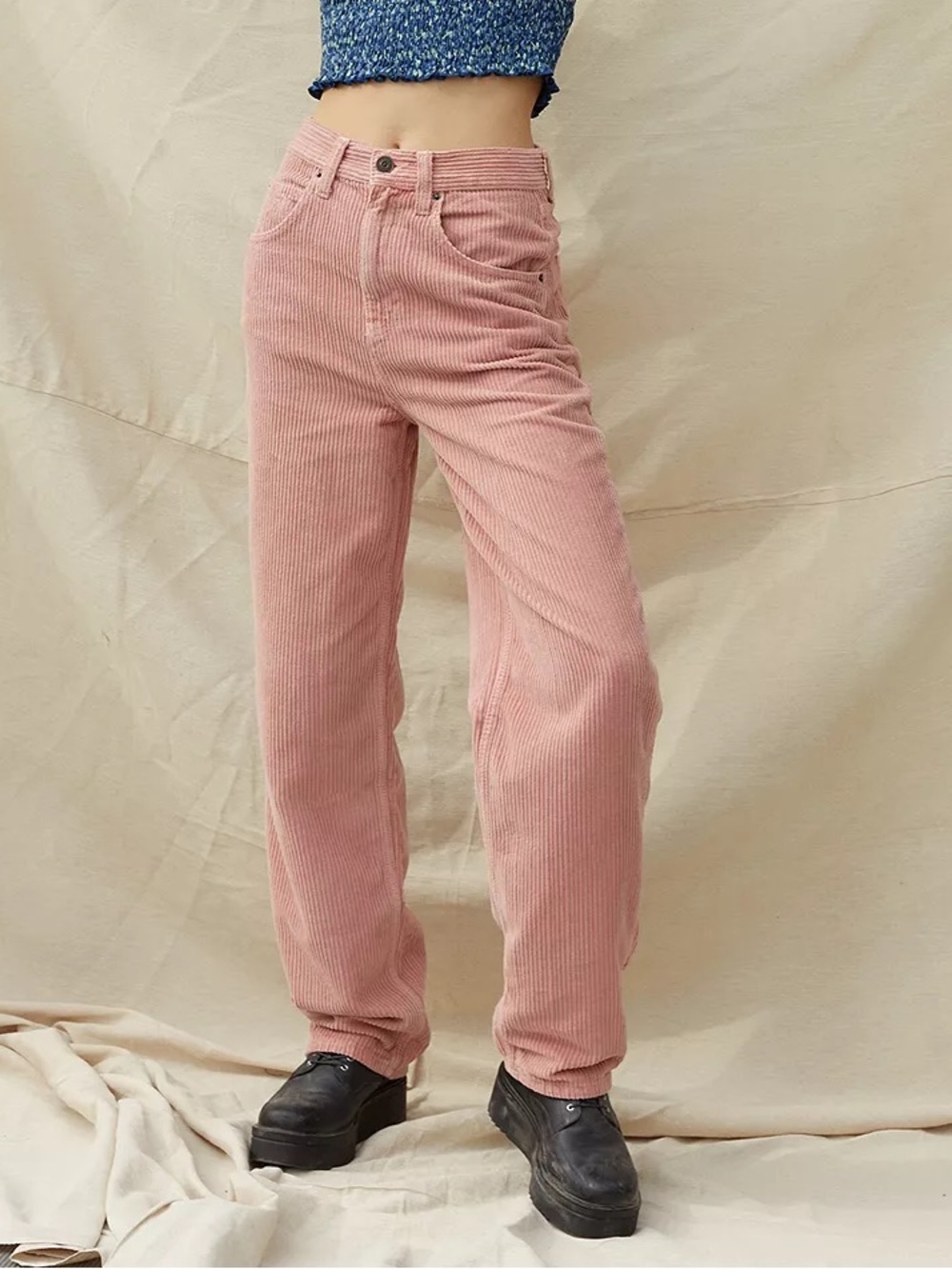 BDG Urban Outfitters High Rise Baggy Corduroy Pants Size 26 Pink Light Cotton